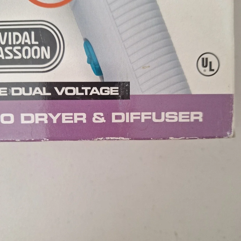 NEW Vidal Sasson 1600 Watt Turbo Hair Dryer & DIFFUSER Folding Handle Cold Shot